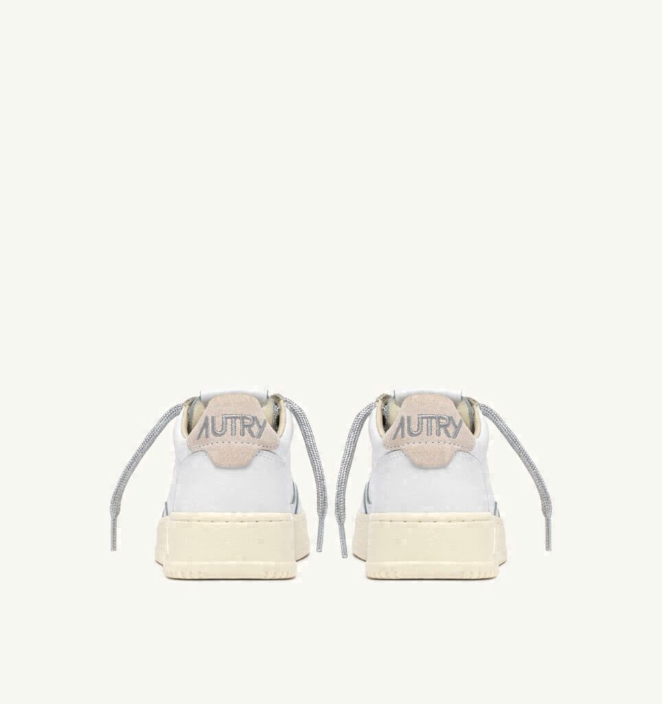 MEDALIST LOW EN CUIR BLANC ET DETAILS LUREX ARGENT