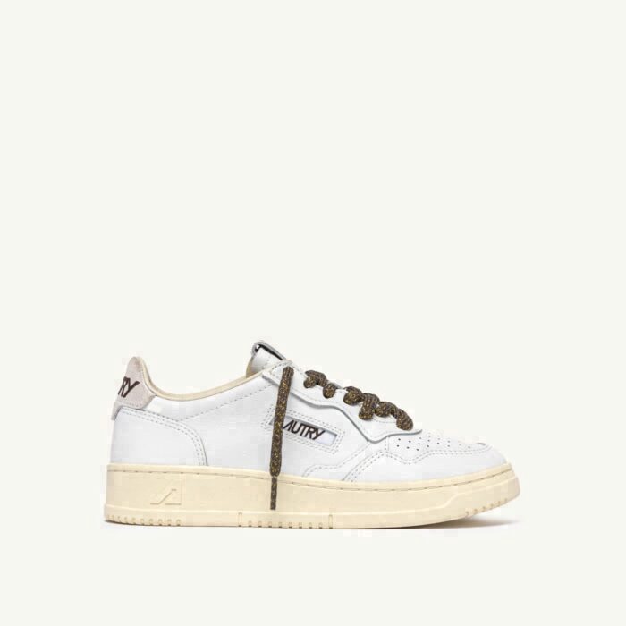 MEDALIST LOW EN CUIR BLANC ET DETAILS EN LUREX CHOCOLATE CHIP