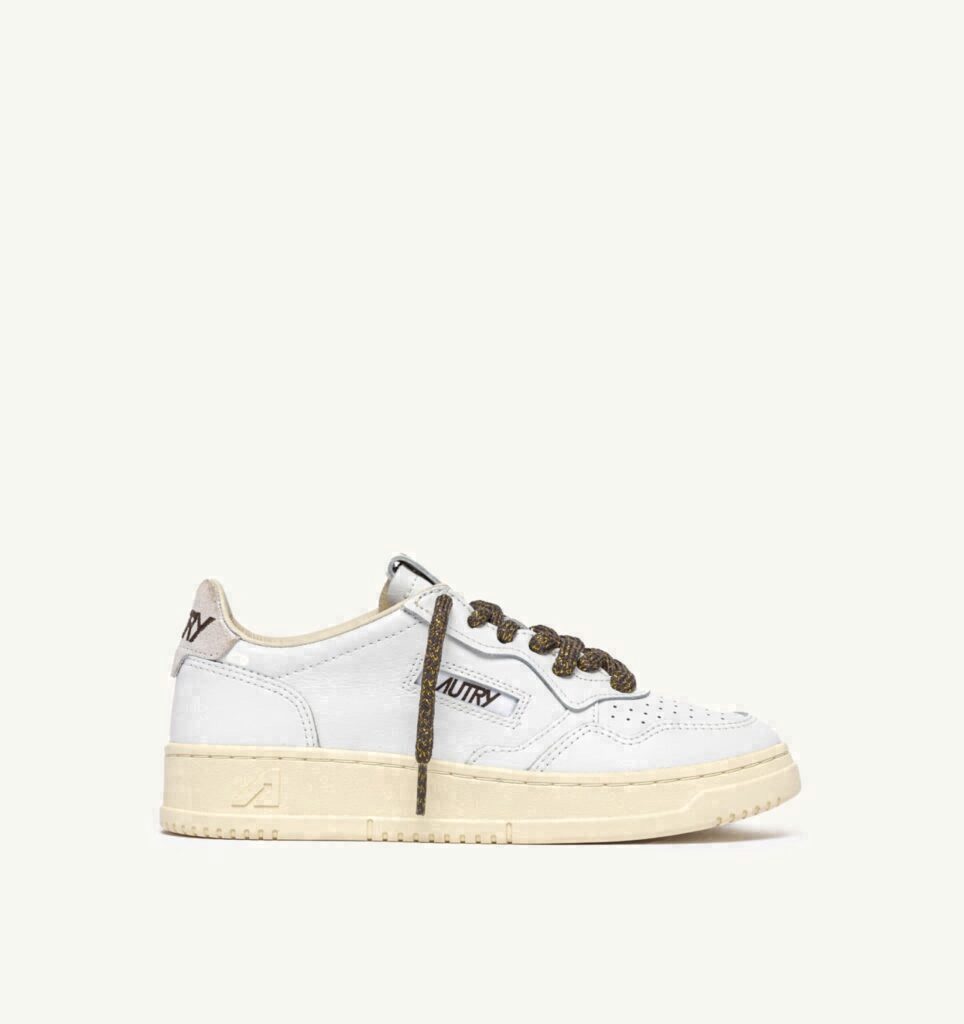 MEDALIST LOW EN CUIR BLANC ET DETAILS EN LUREX CHOCOLATE CHIP