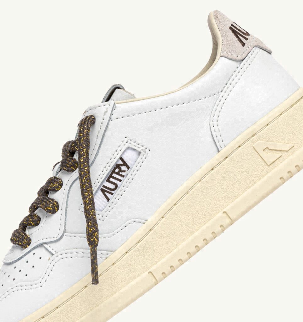MEDALIST LOW EN CUIR BLANC ET DETAILS EN LUREX CHOCOLATE CHIP