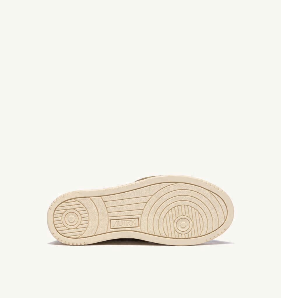 MEDALIST BASSE EN CUIR BLANC ET DETAILS LUREX OR