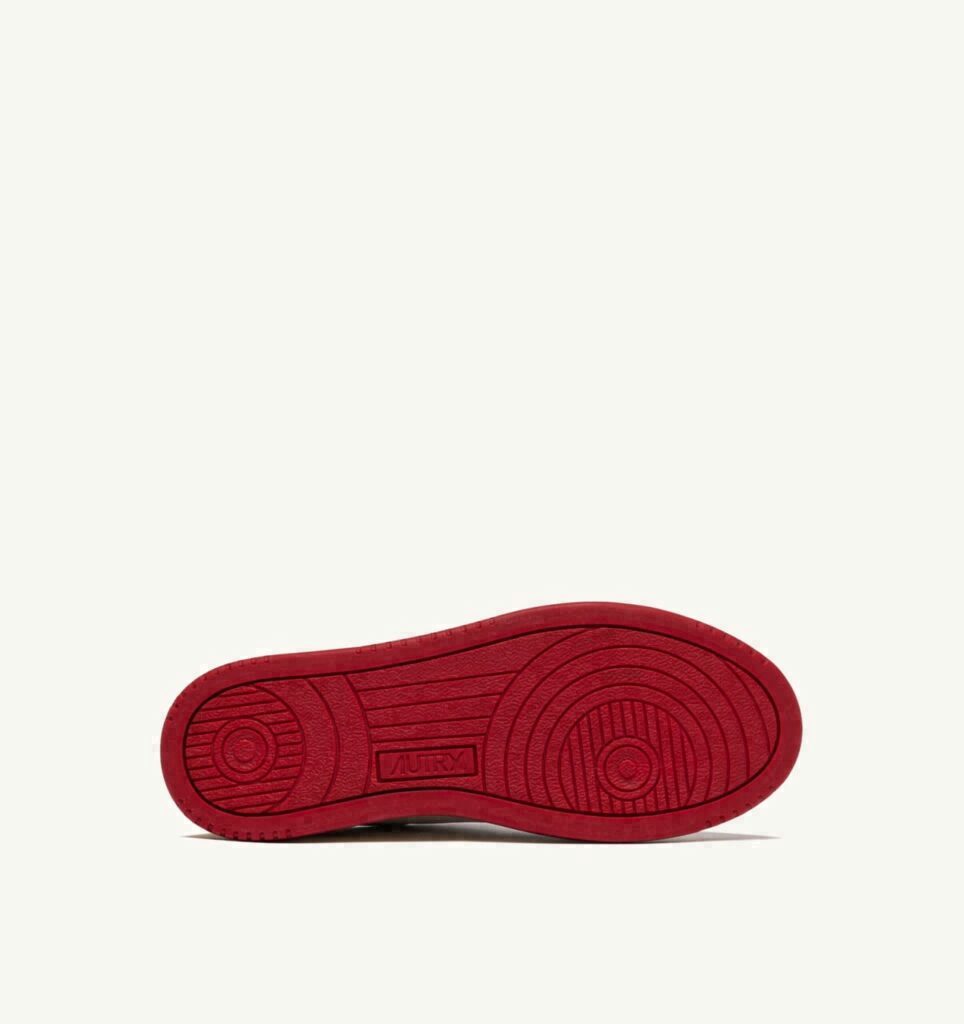 MEDALIST LOW EN CUIR BLANC ET ROUGE AVEC LETTERING