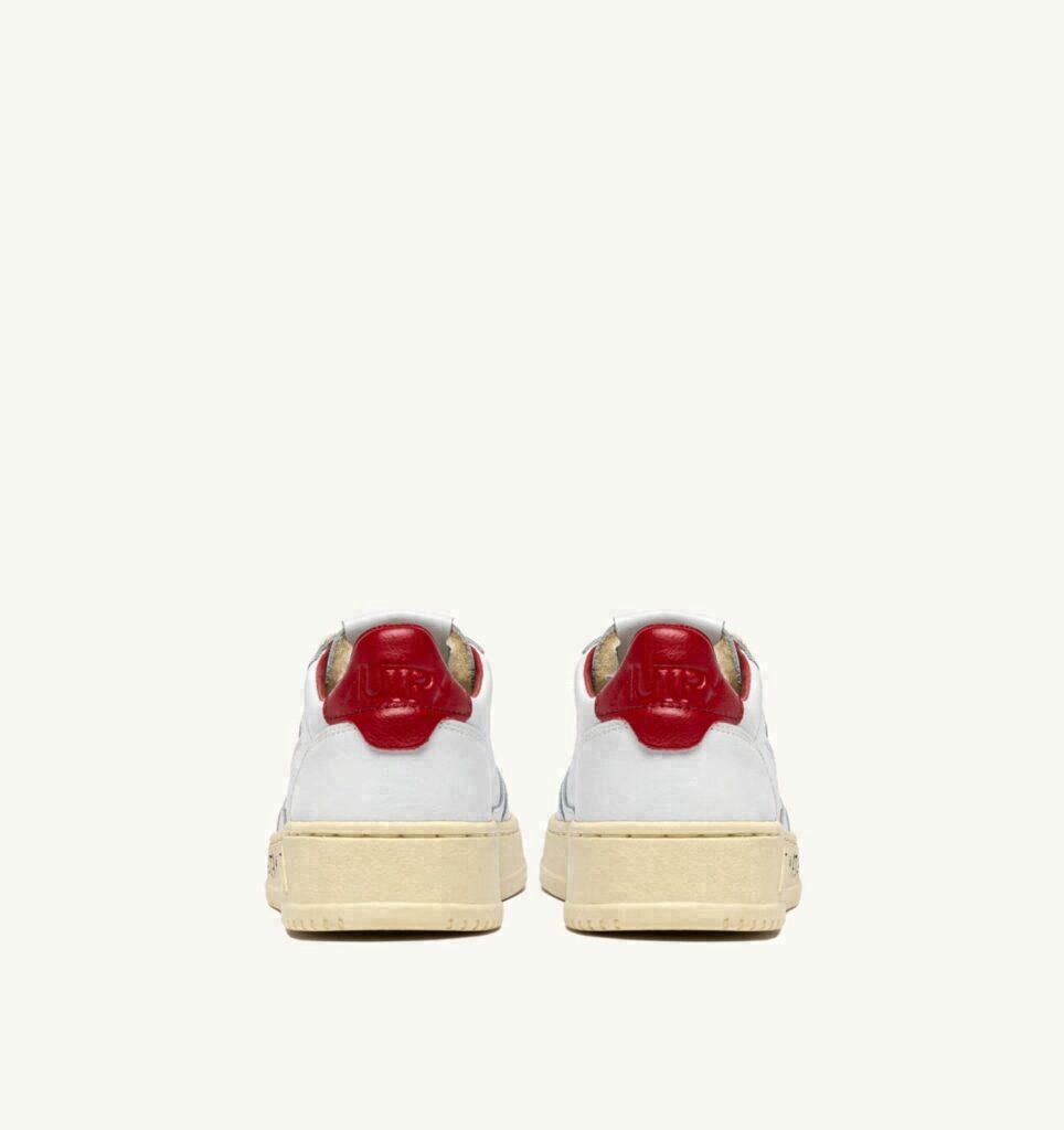 MEDALIST LOW EN CUIR BLANC ET ROUGE AVEC LETTERING