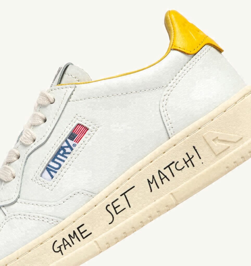MEDALIST LOW EN CUIR BLANC ET SLICKER AVEC LETTERING
