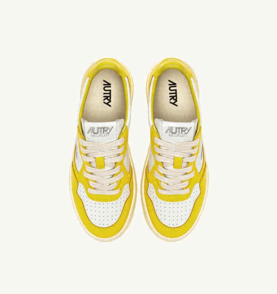 MEDALIST LOW EN CUIR BLANC ET SLICKER AVEC LETTERING