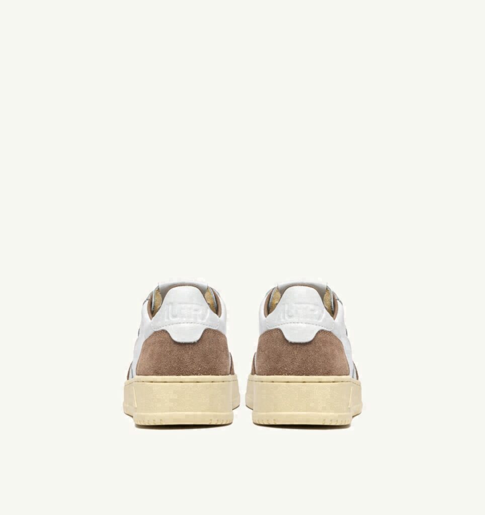 MEDALIST LOW EN CUIR BLANC ET DAIM ANTILOPE
