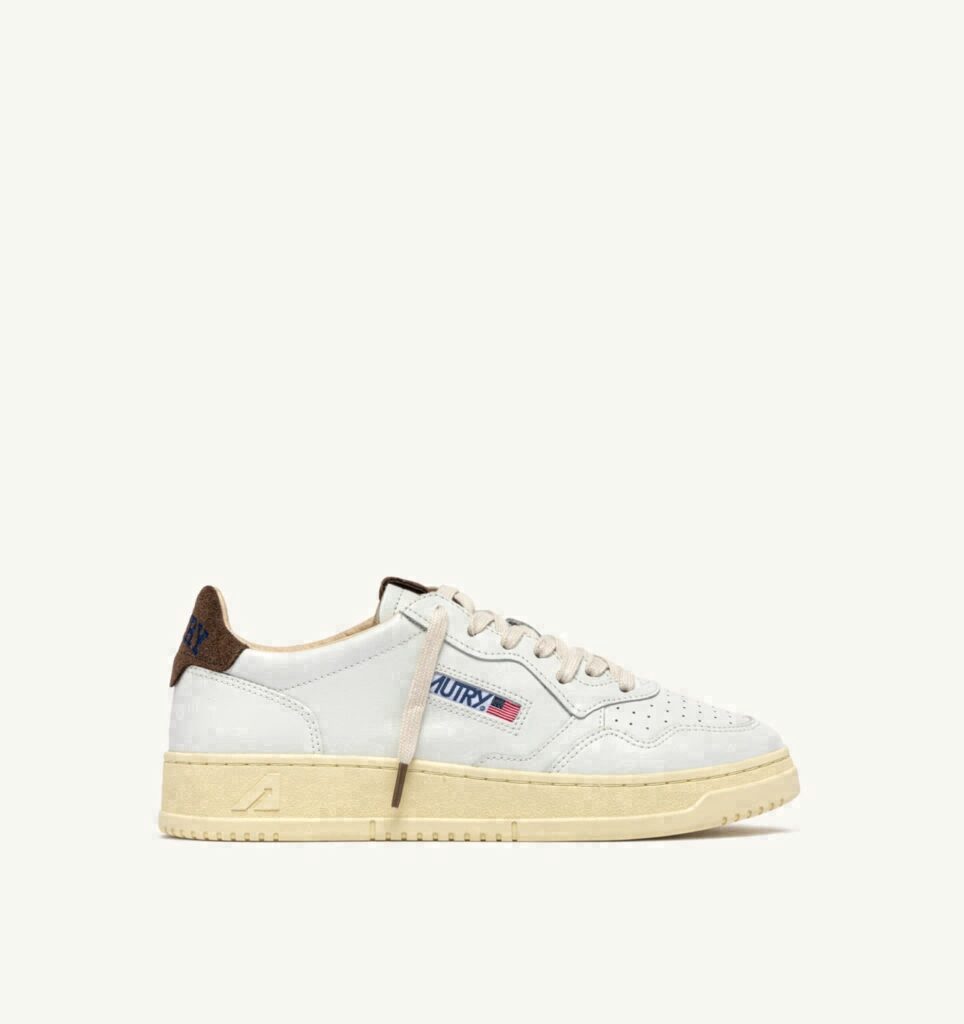 MEDALIST LOW EN CUIR BLANC ET DAIM CHOCOLATE CHIP