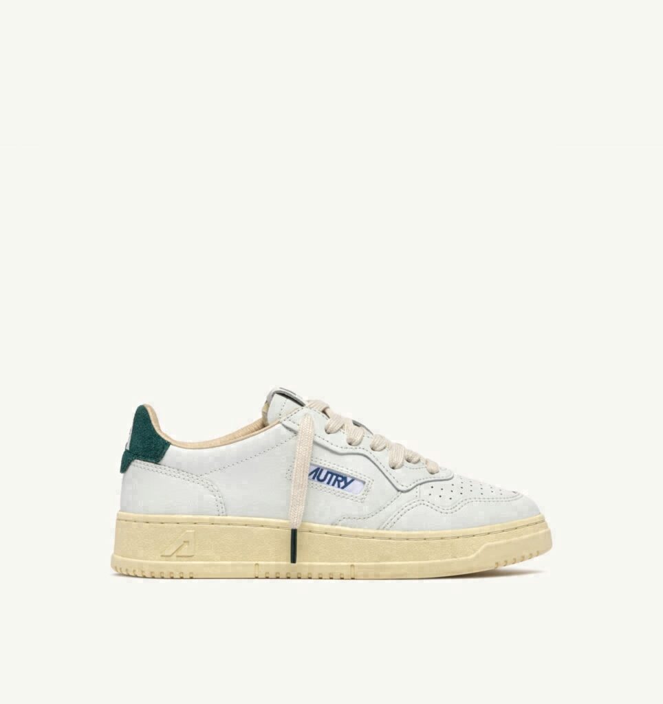 MEDALIST LOW EN CUIR BLANC ET DAIM DARK SEA