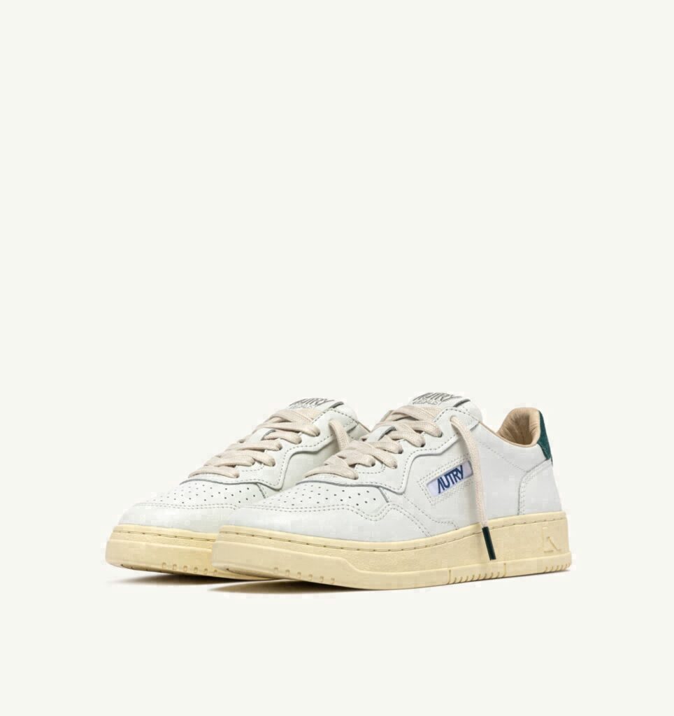 MEDALIST LOW EN CUIR BLANC ET DAIM DARK SEA
