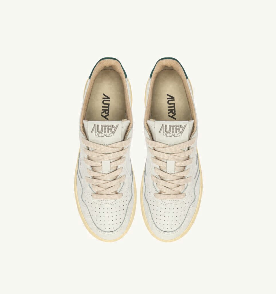 MEDALIST LOW EN CUIR BLANC ET DAIM DARK SEA