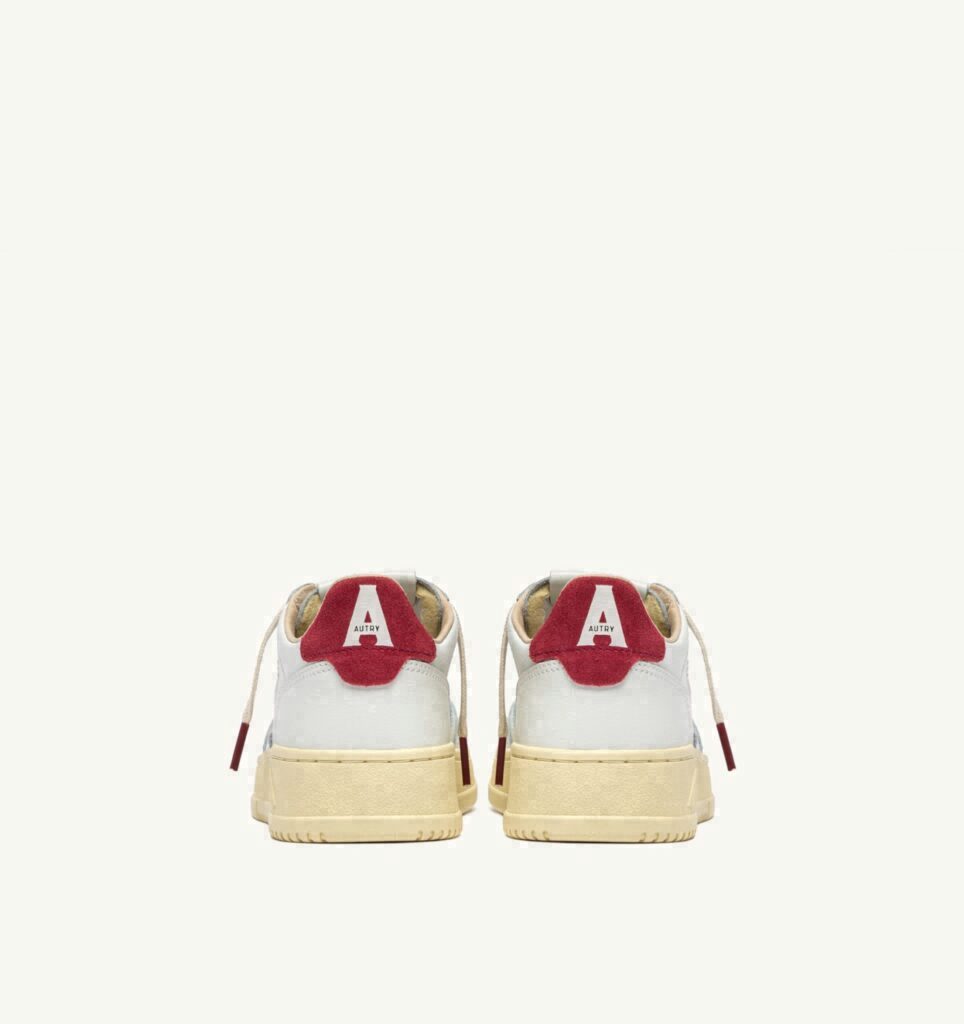 MEDALIST LOW EN CUIR BLANC ET DAIM DEEP CLARET