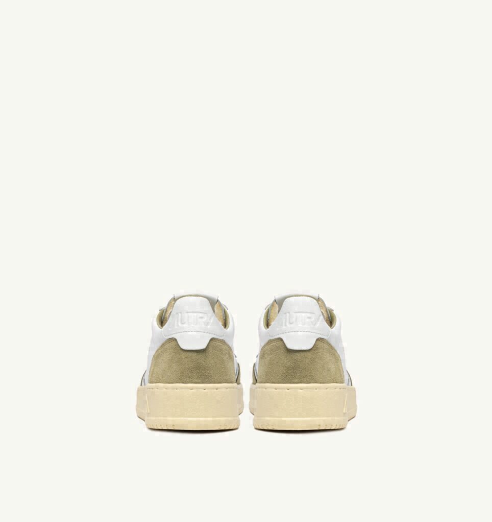 MEDALIST LOW EN CUIR BLANC ET DAIM GRAY GREEN