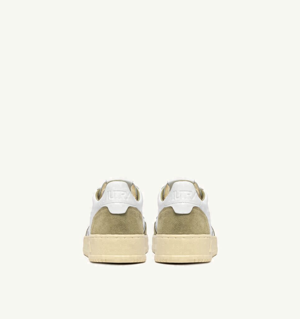 MEDALIST LOW EN CUIR BLANC ET DAIM GREY GREEN