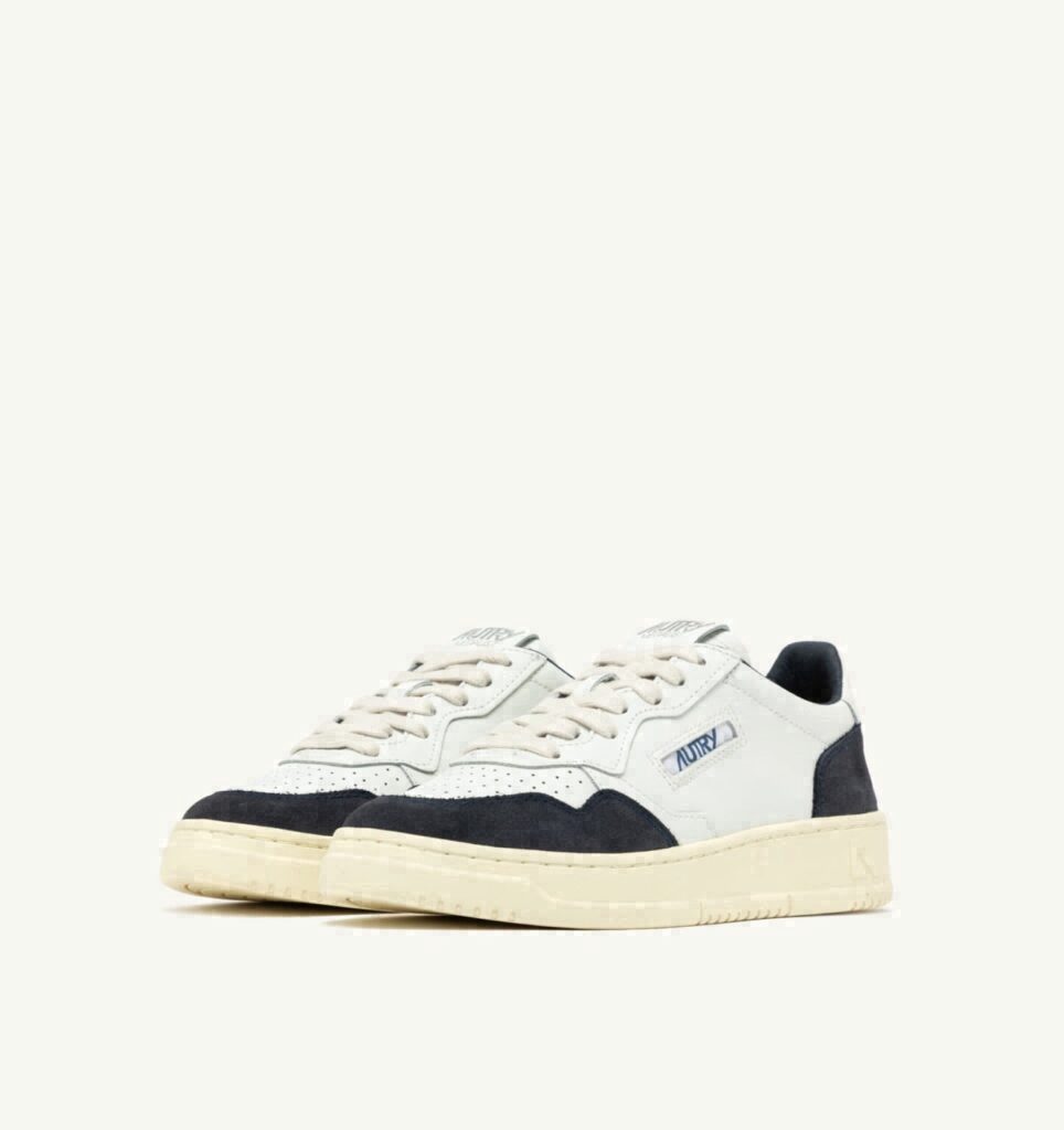 MEDALIST LOW EN CUIR BLANC ET DAIM OCEAN