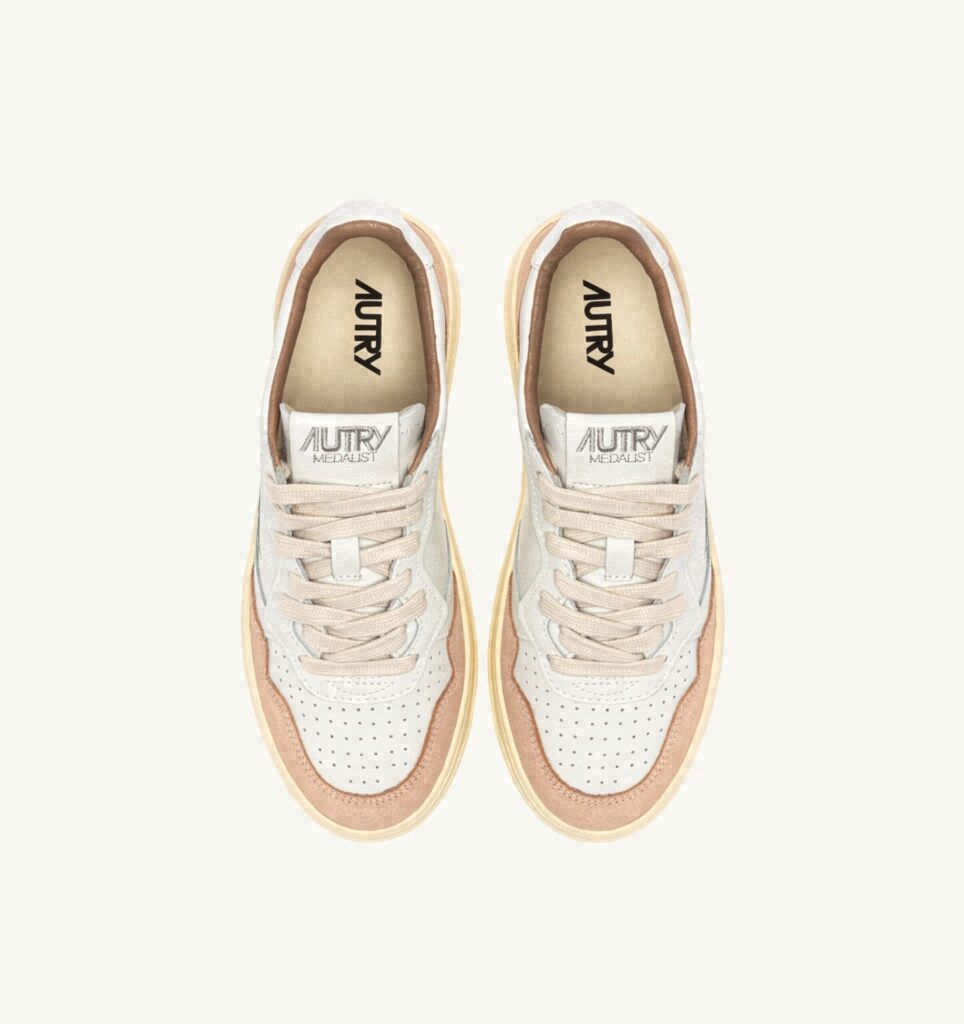 MEDALIST LOW EN CUIR BLANC ET DAIM PHARD