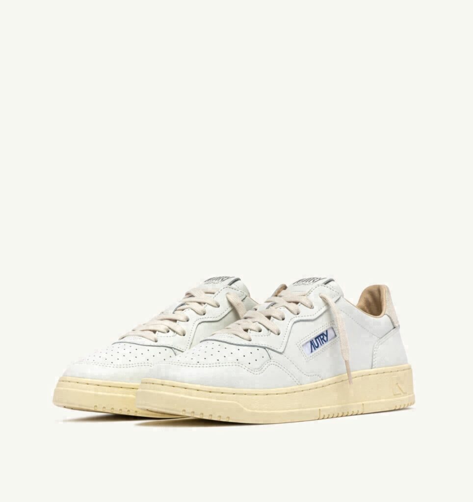 MEDALIST LOW EN CUIR BLANC ET DAIM SNOW WHITE