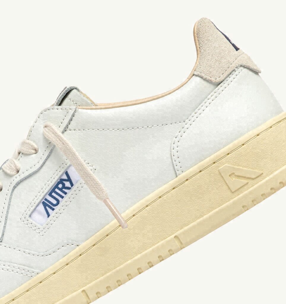 MEDALIST LOW EN CUIR BLANC ET DAIM SNOW WHITE