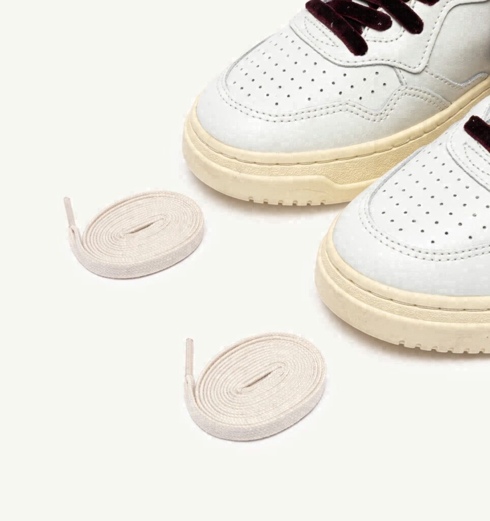 MEDALIST LOW EN CUIR BLANC ET VELOUR FIG