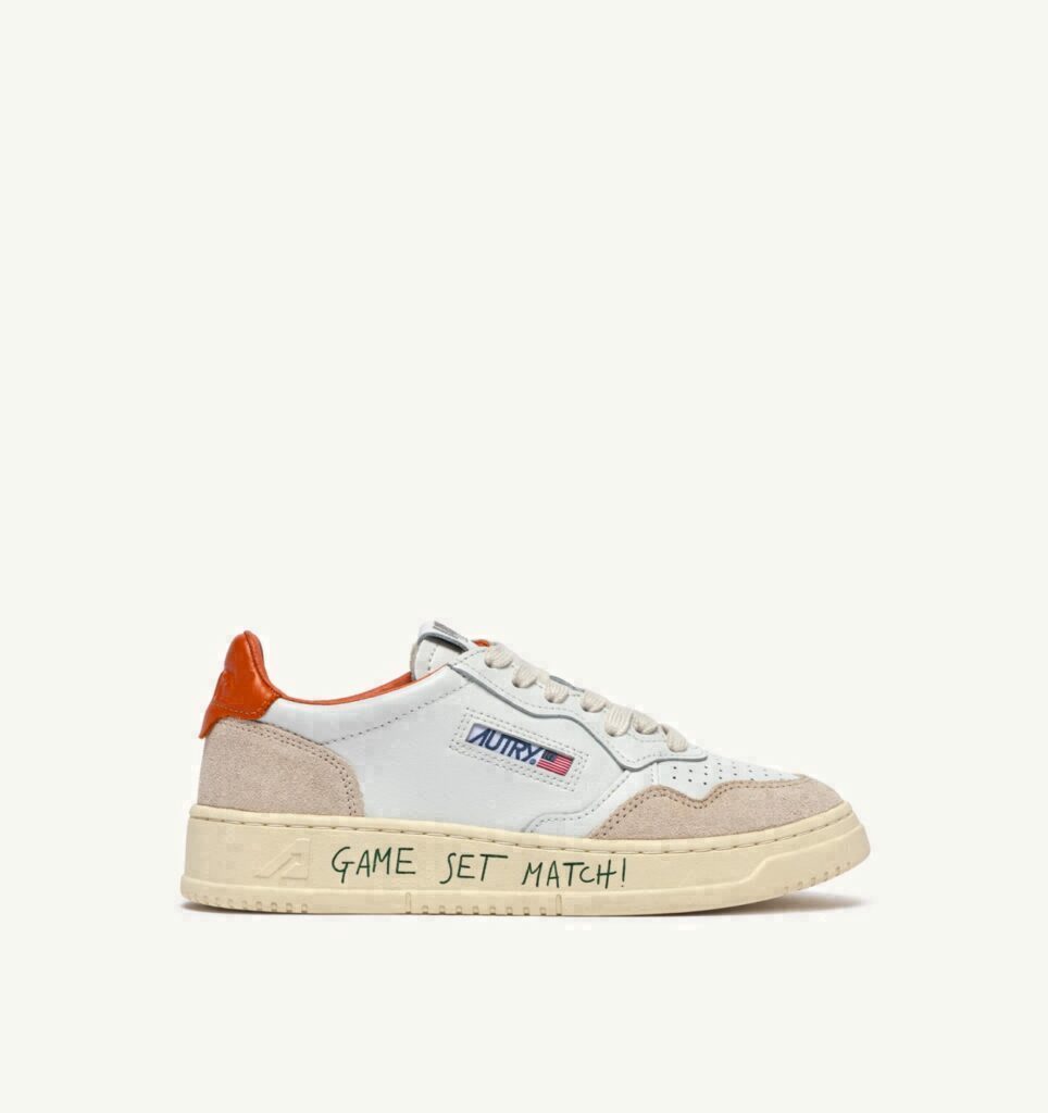 MEDALIST LOW EN CUIR ET DAIM BLANC ET HAWAIIAN SUNSET AVEC LETTERING