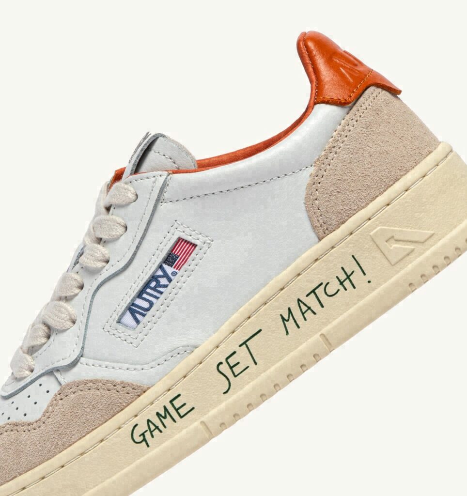 MEDALIST LOW EN CUIR ET DAIM BLANC ET HAWAIIAN SUNSET AVEC LETTERING
