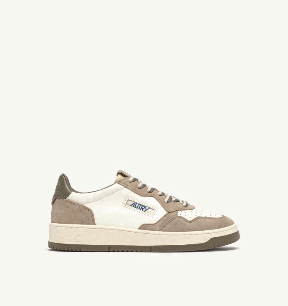 MEDALIST LOW EN CUIR ET DAIM COVERT GREEN ET LICORICE