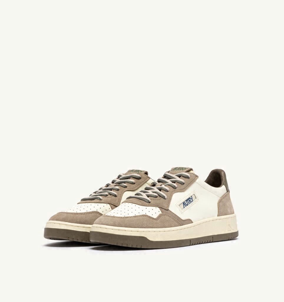 MEDALIST LOW EN CUIR ET DAIM COVERT GREEN ET LICORICE