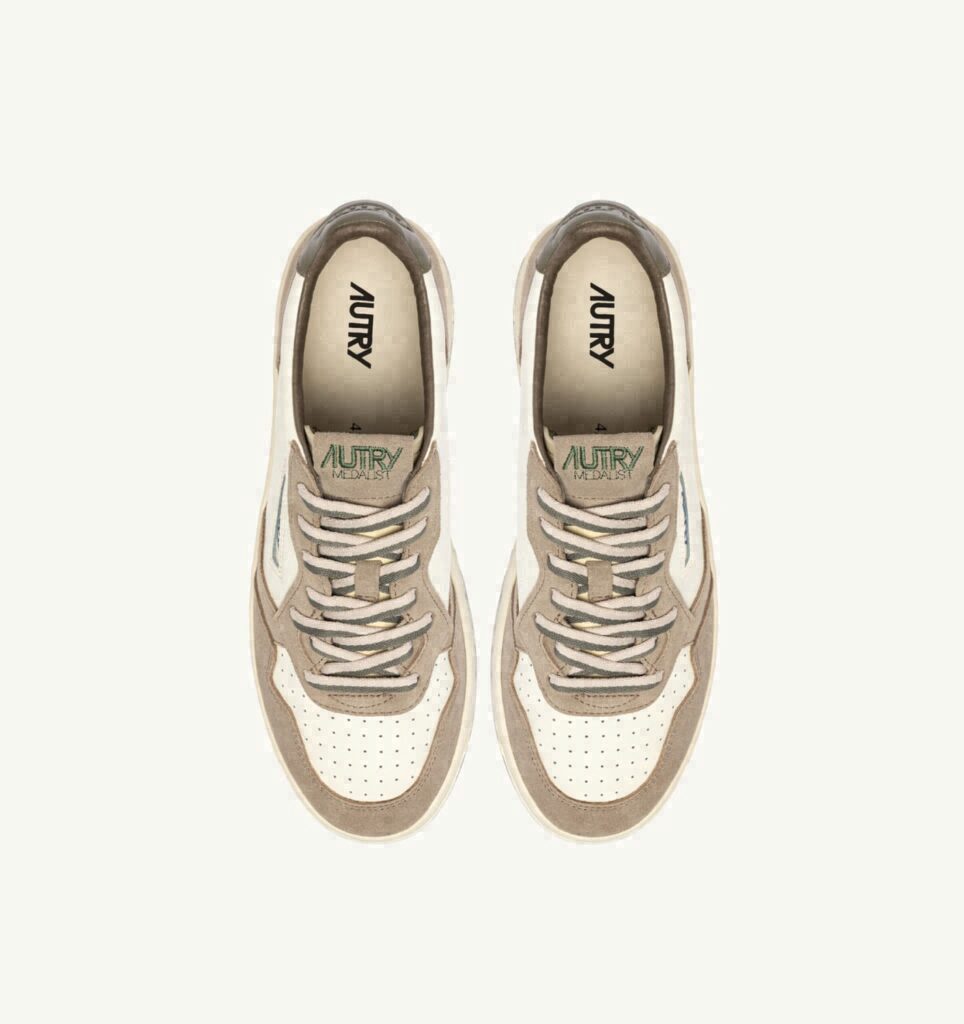 MEDALIST LOW EN CUIR ET DAIM COVERT GREEN ET LICORICE