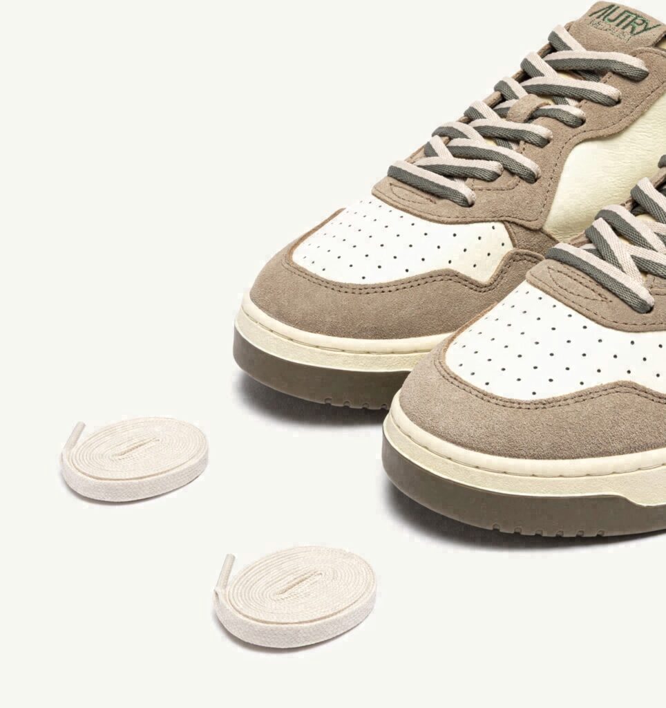 MEDALIST LOW EN CUIR ET DAIM COVERT GREEN ET LICORICE