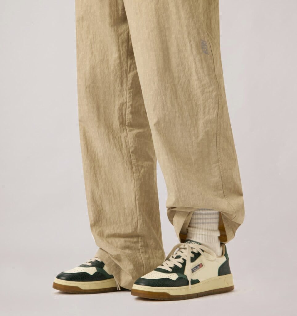 MEDALIST LOW EN CUIR MARSHMALLOW ET VERT