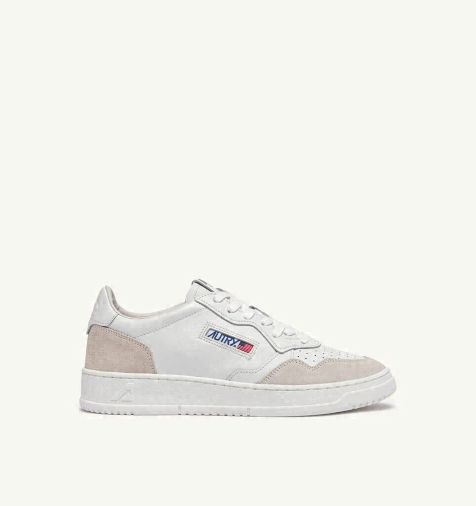 MEDALIST LOW EN DAIM ET CUIR BLANC