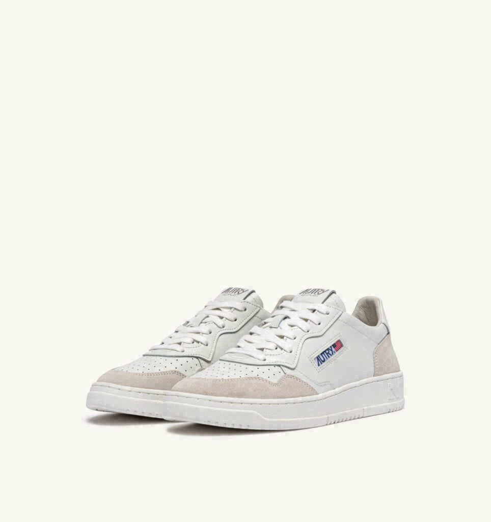 MEDALIST LOW EN DAIM ET CUIR BLANC
