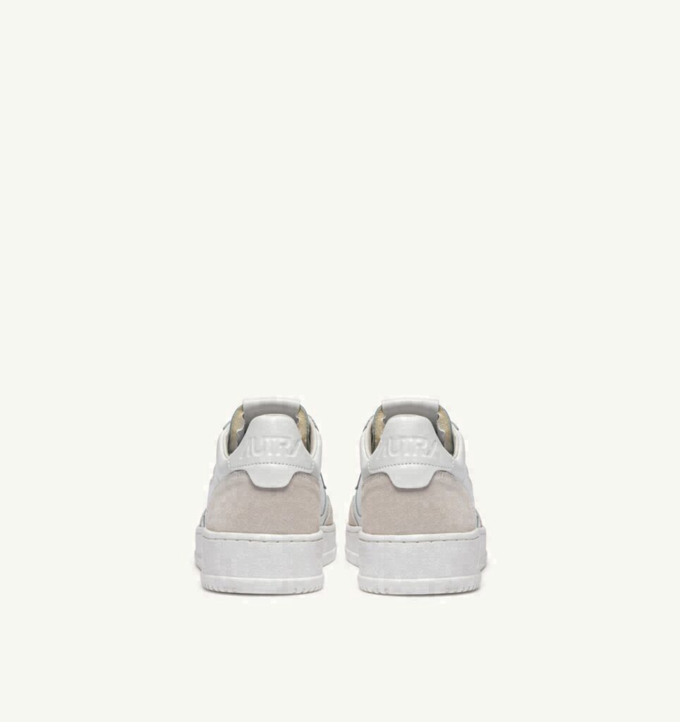 MEDALIST LOW EN DAIM ET CUIR BLANC