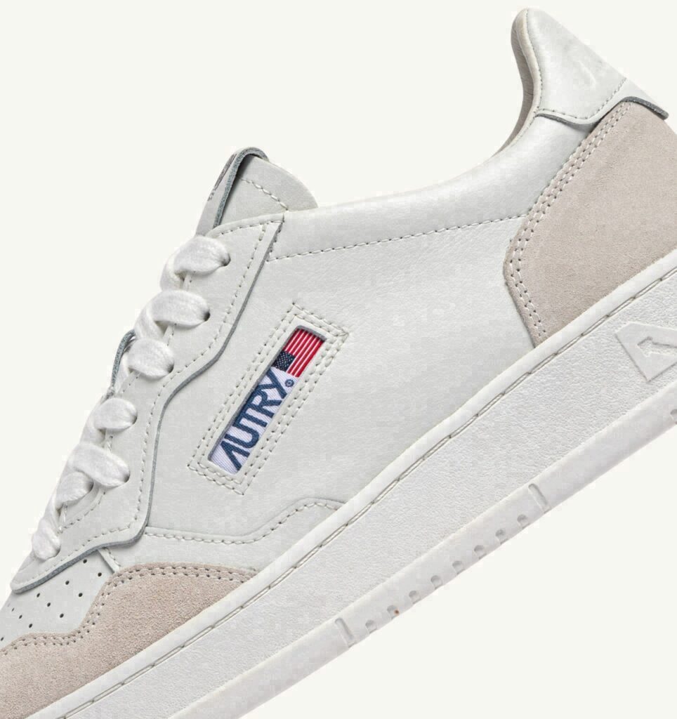 MEDALIST LOW EN DAIM ET CUIR BLANC