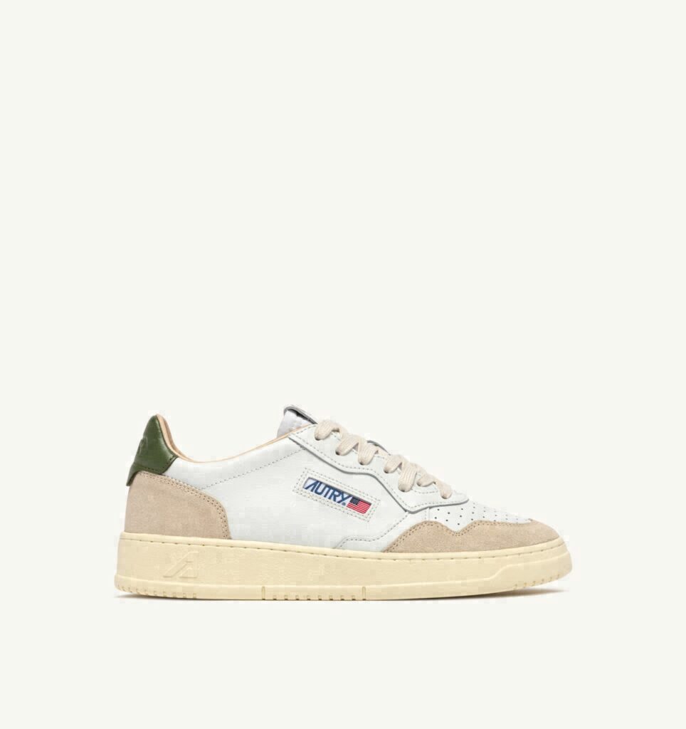 MEDALIST LOW EN DAIM ET CUIR BLANC ET BRONZE GREEN