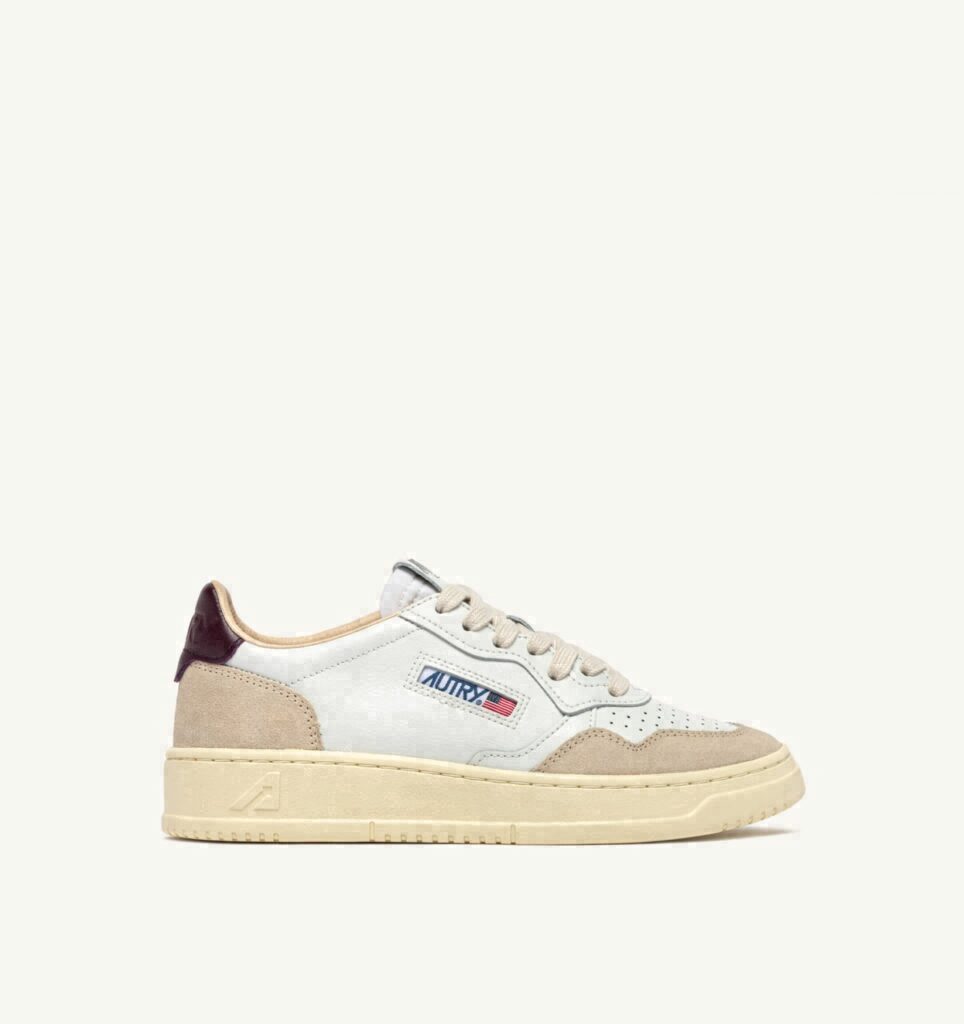 MEDALIST LOW EN DAIM ET CUIR BLANC ET FIG