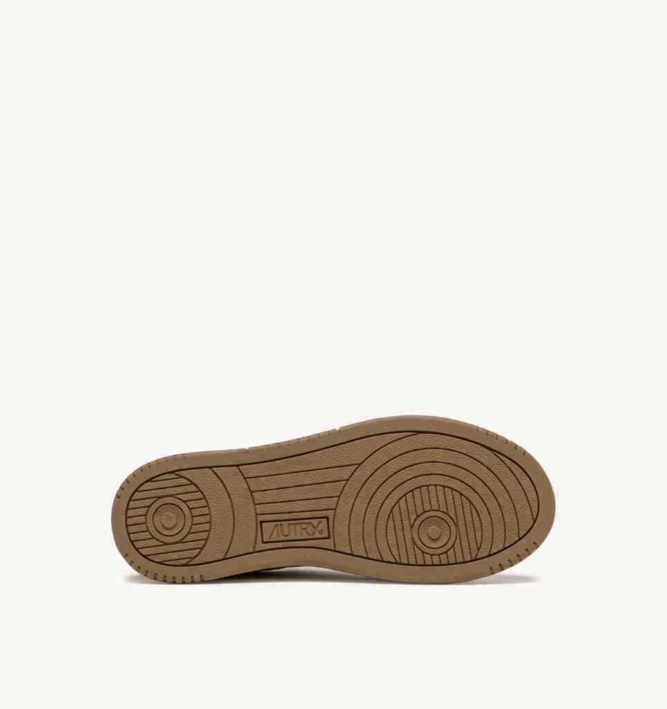 MEDALIST LOW EN DAIM PLATINE ET BEIGE SUGAR