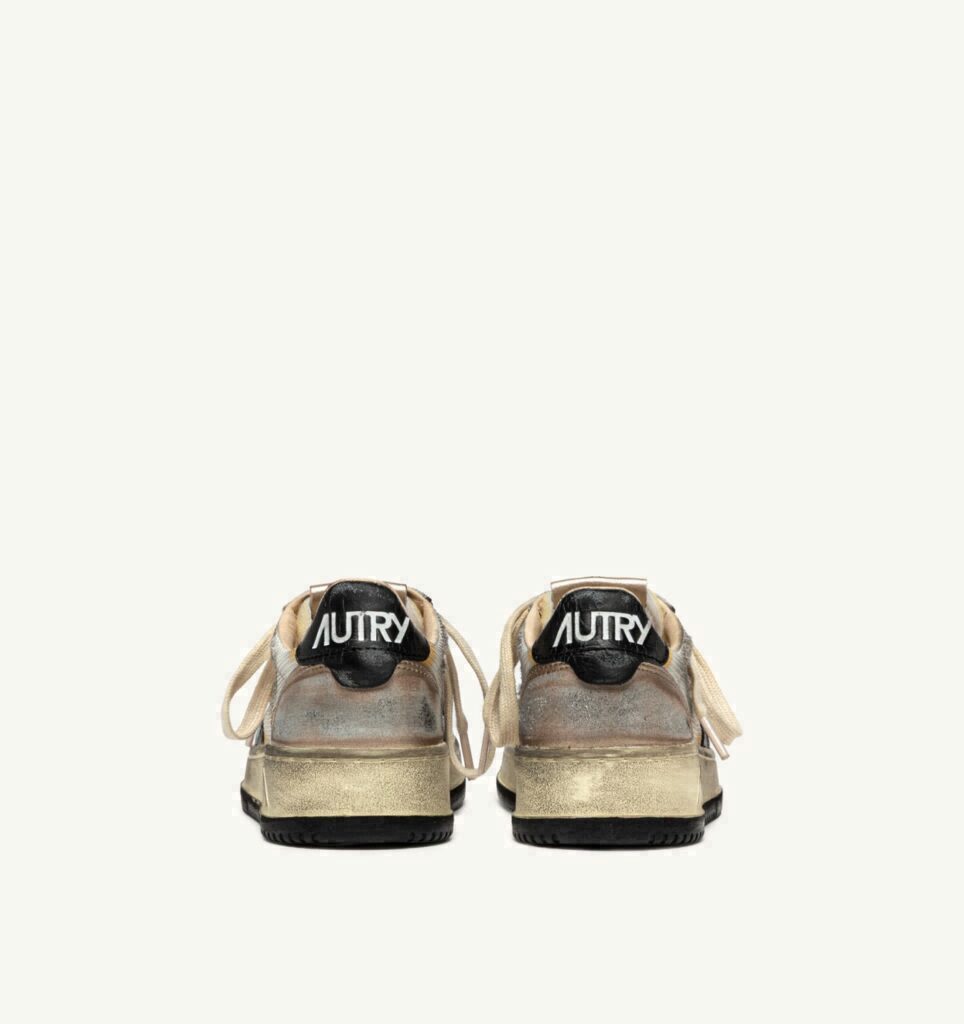 MEDALIST LOW SUPER VINTAGE EN MESH BLANC, DAIM OR ET CUIR NOIR