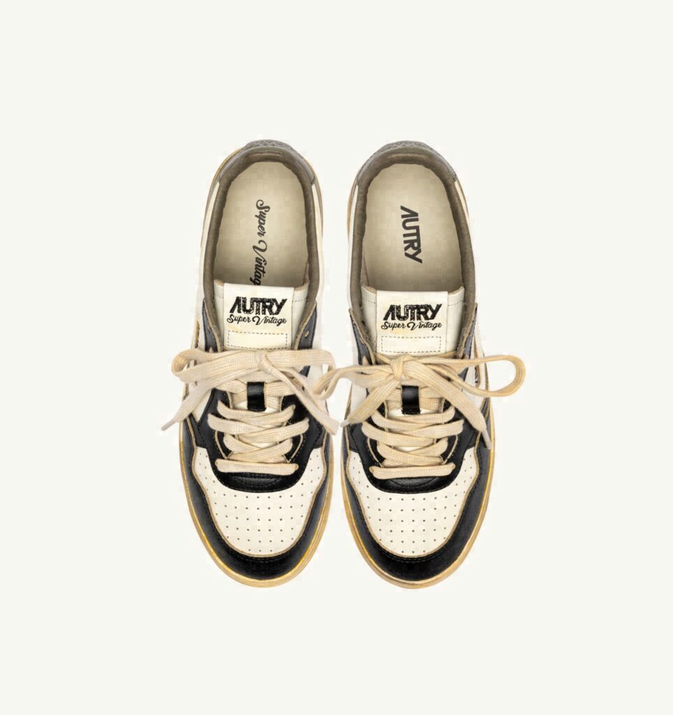 MEDALIST LOW SUPER VINTAGE EN CUIR BLANC COVERT GREEN ET NOIR