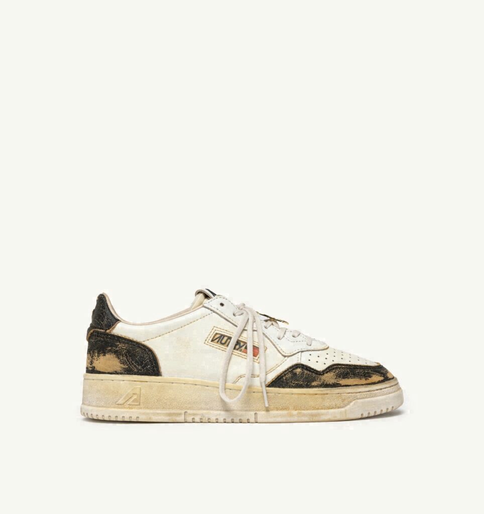 MEDALIST LOW SUPER VINTAGE EN CUIR BLANC ET ANTIK BLACK