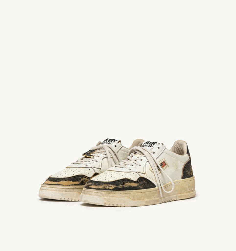 MEDALIST LOW SUPER VINTAGE EN CUIR BLANC ET ANTIK BLACK