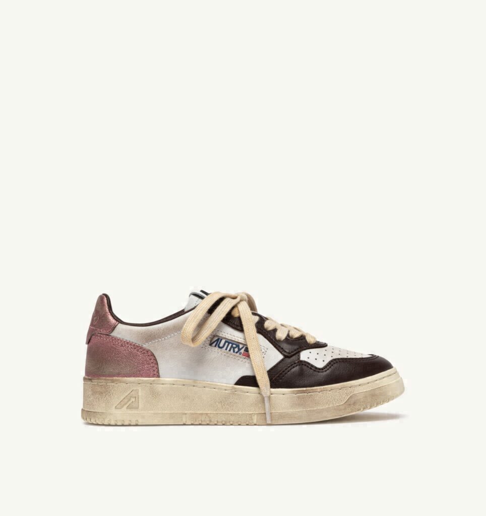MEDALIST LOW SUPER VINTAGE EN CUIR BLANC PEONY ET HOT FUDGE