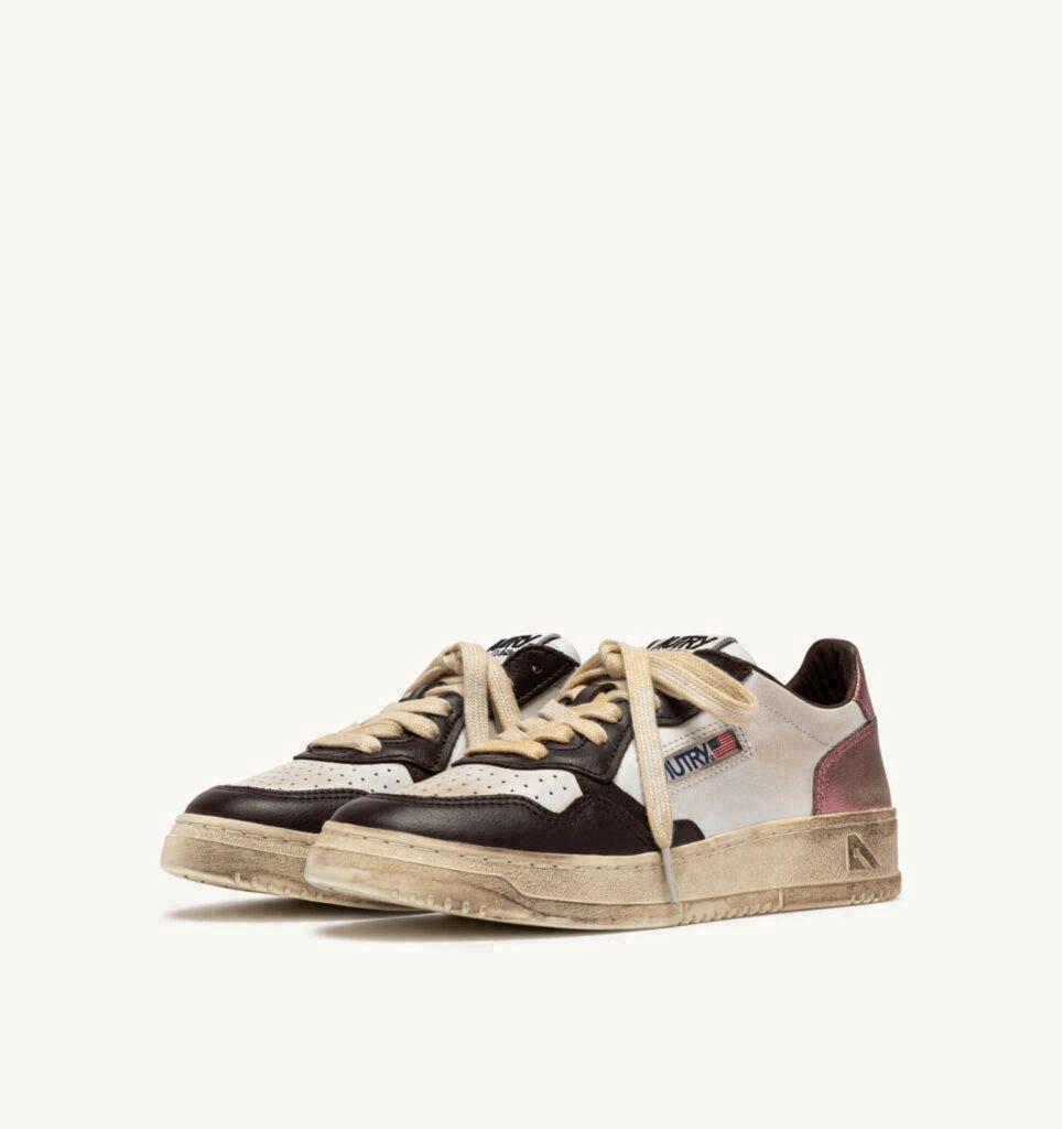 MEDALIST LOW SUPER VINTAGE EN CUIR BLANC PEONY ET HOT FUDGE