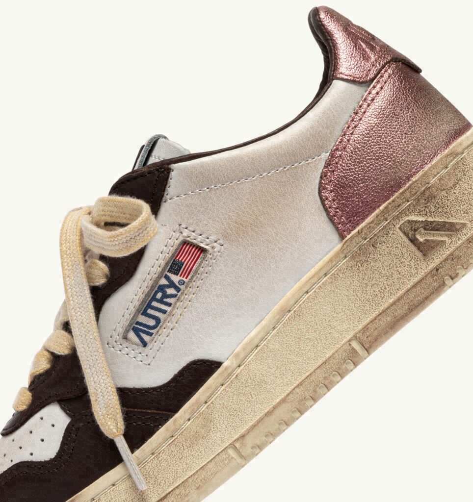 MEDALIST LOW SUPER VINTAGE EN CUIR BLANC PEONY ET HOT FUDGE