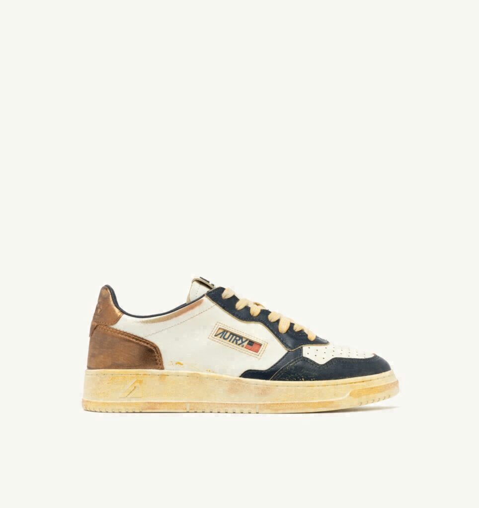 MEDALIST LOW SUPER VINTAGE EN CUIR BLANC CUIVRE ET SPACE