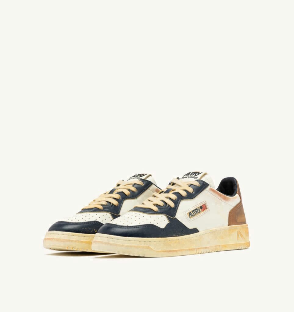 MEDALIST LOW SUPER VINTAGE EN CUIR BLANC CUIVRE ET SPACE