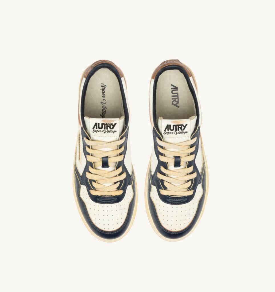 MEDALIST LOW SUPER VINTAGE EN CUIR BLANC CUIVRE ET SPACE