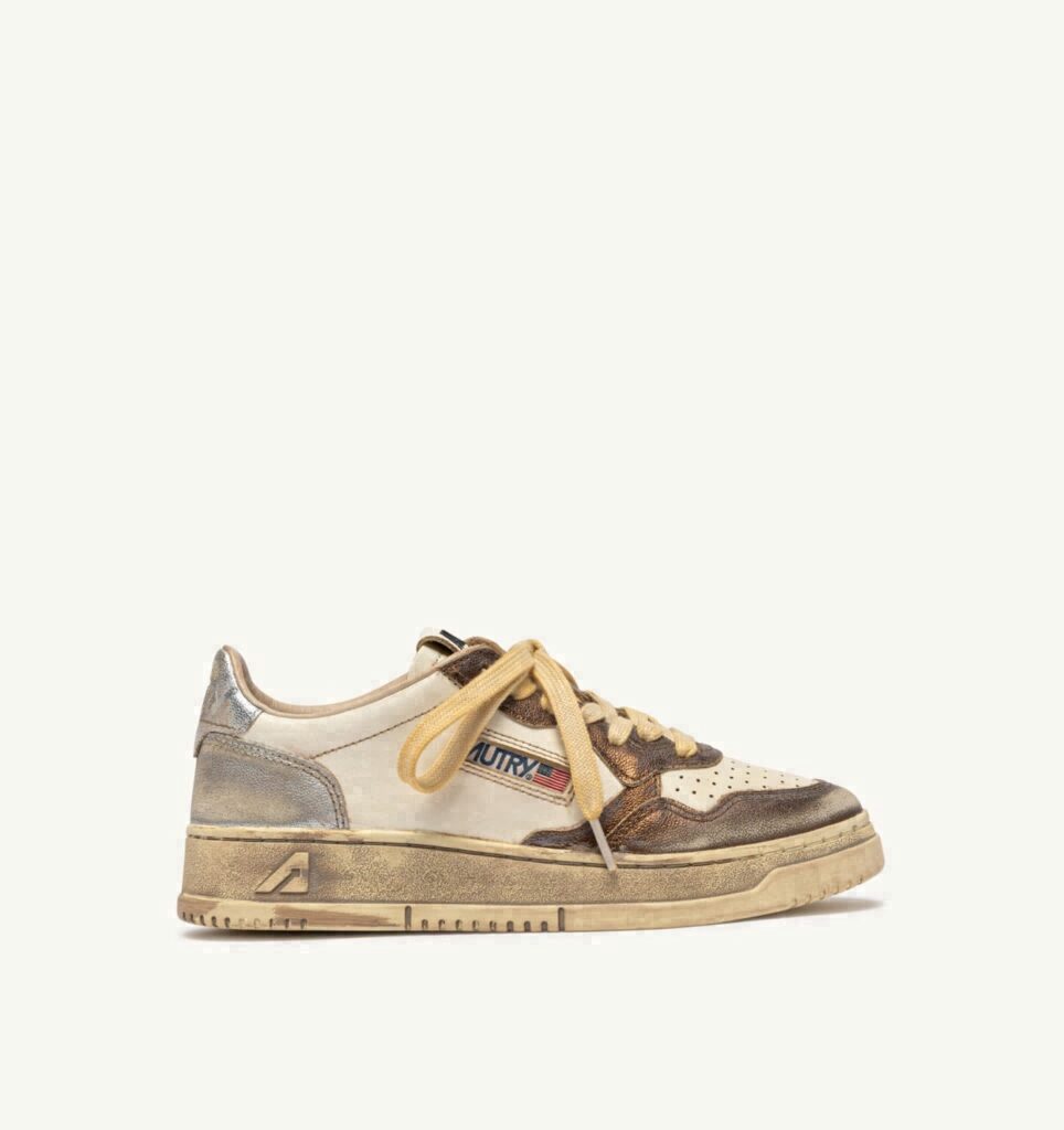 MEDALIST LOW SUPER VINTAGE EN CUIR CHOCOLATE ET ARGENT
