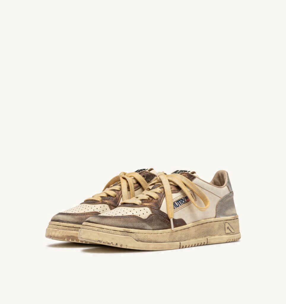 MEDALIST LOW SUPER VINTAGE EN CUIR CHOCOLATE ET ARGENT