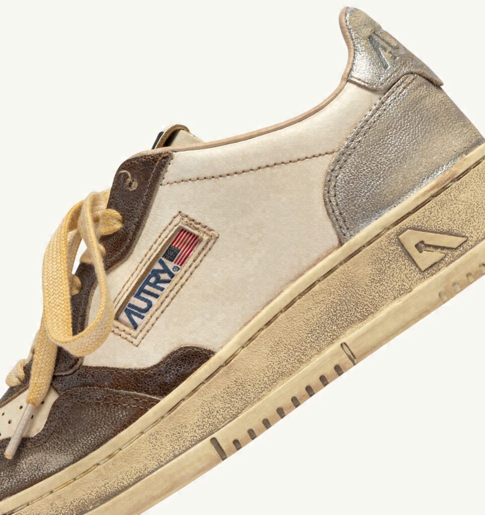 MEDALIST LOW SUPER VINTAGE EN CUIR CHOCOLATE ET ARGENT