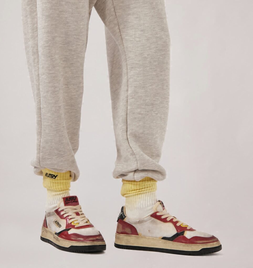 MEDALIST LOW SUPER VINTAGE EN CUIR ROUGE ET MESH BLANC